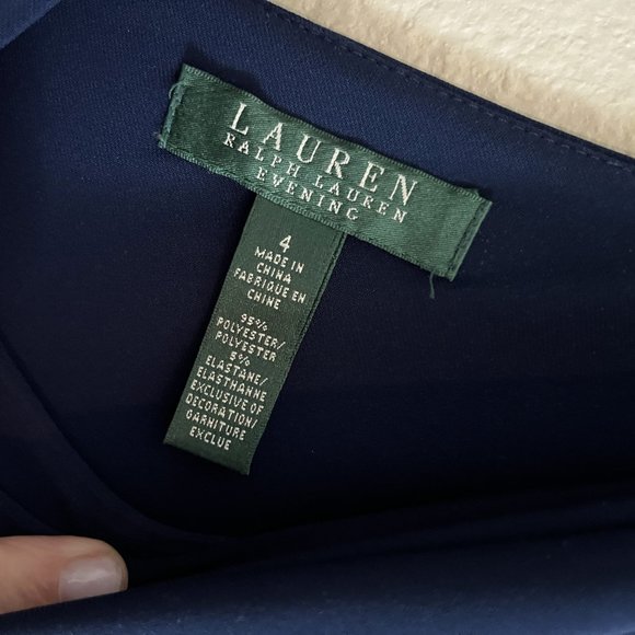 Ralph Lauren Blue Evening Dress with Rhinestone Accents *WORN ONCE!* - Picture 5 of 13